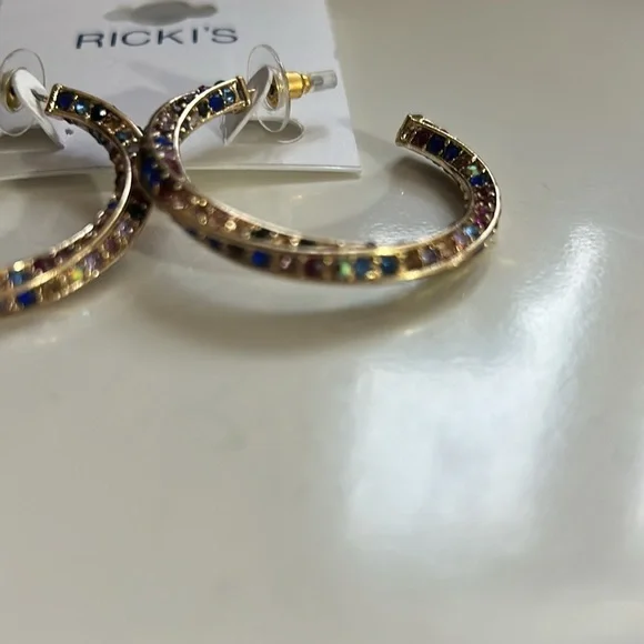 Multicolour Rhinestone hoops - Picture 3 of 7